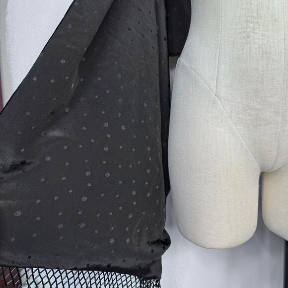 Vintage Black Velvet Fringe Beads Shawl Wrap Cape 90s Gothic Glam Whimsigoth - Picture 5 of 8